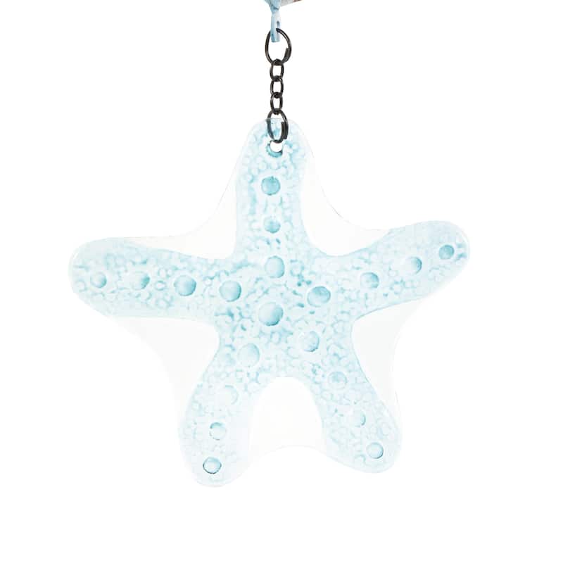 Metal Crab Swirl Wind Spinner Windchime with Starfish Accent - Blue - Roche River Decor