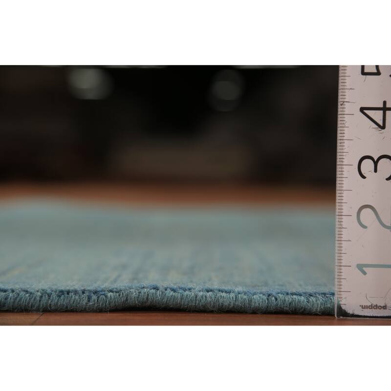 Striped Blue Gabbeh Oriental Rug Hand-Knotted Wool Carpet - 3'8" x 5'1"