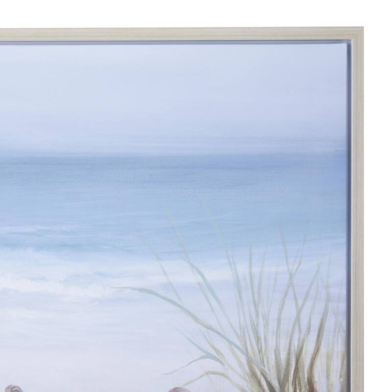 Canvas Bird Living Room Framed Wall Art with Silver Frame - Blue - Roche River Decor