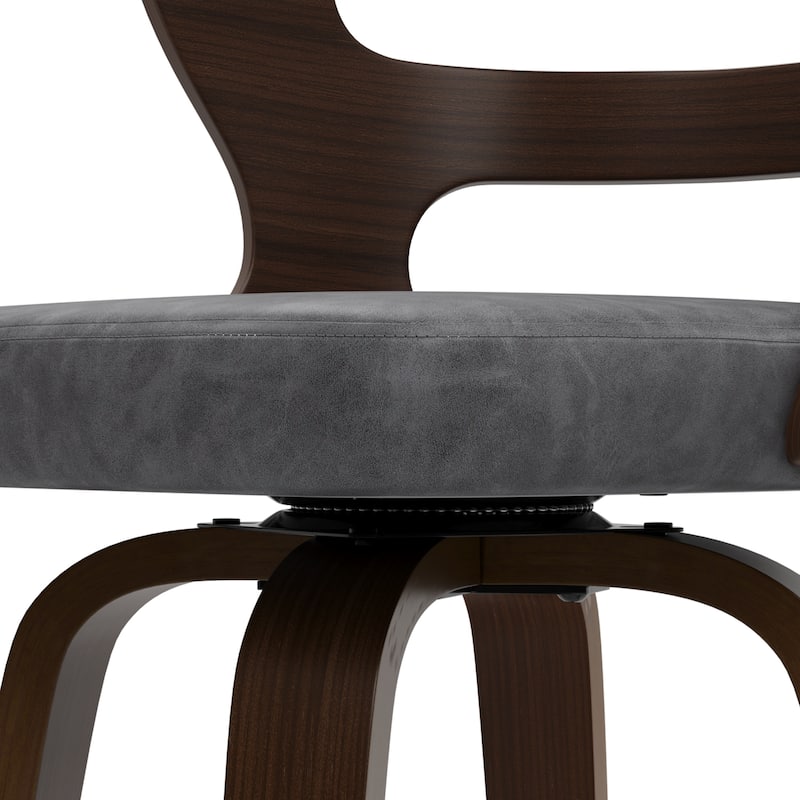 LUE BONA 26"H Modern Walnut Swivel Counter Height Stools, Bar Stools with Backs Set of 3 - 26" H