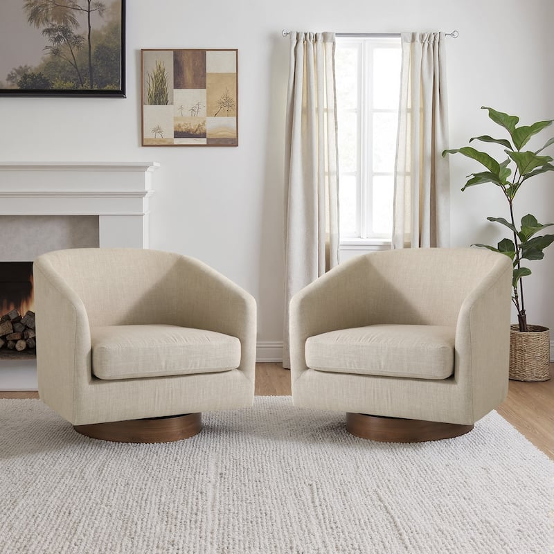 31.1'' W Barrel Swivel Accent Chair (Set of 2)