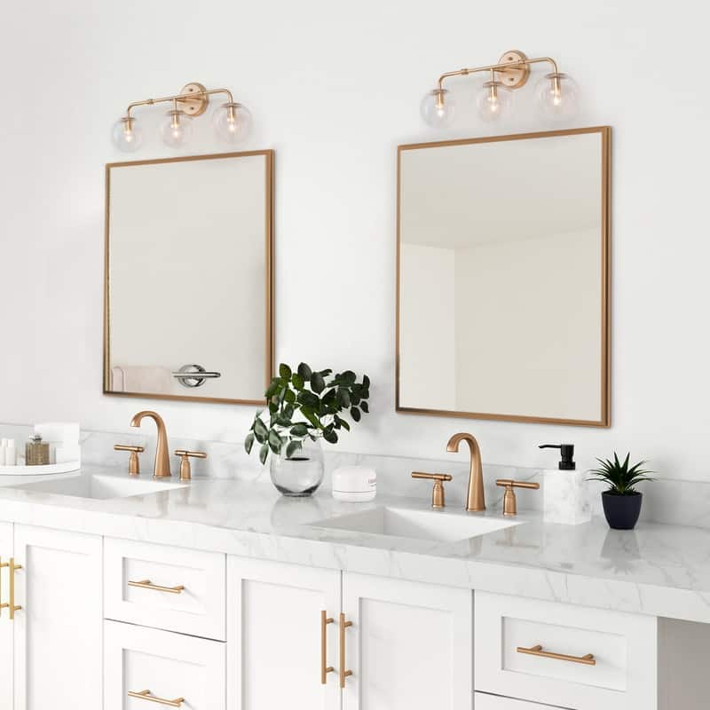 Koiny Modern 3-light Gold Bathroom Vanity Lights Globe Glass Wall ...