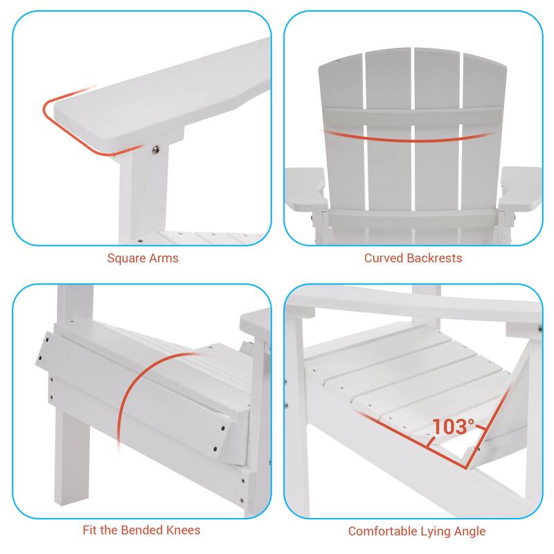 BONOSUKI Patio Adirondack Chair w/Cupholder,Weather Resistant-Set of 4
