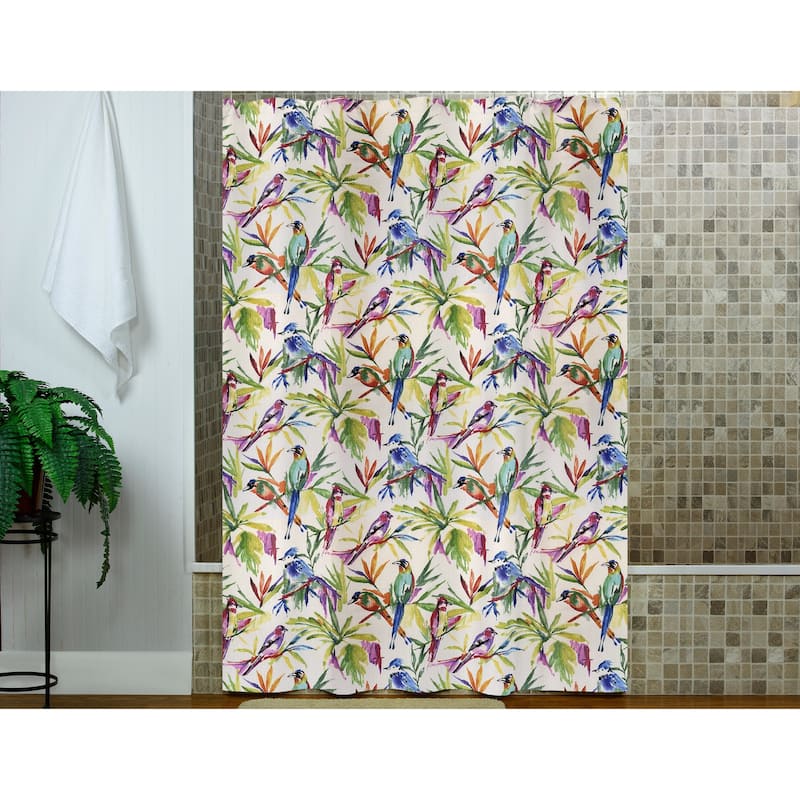 Songbirds linen multi color shower curtain On Sale Bed Bath
