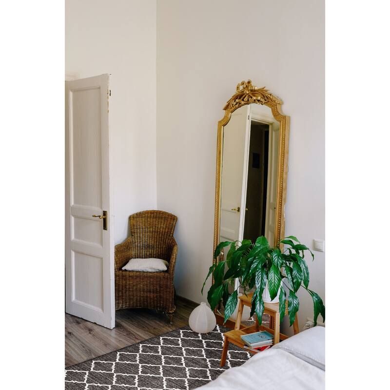 ECARPETGALLERY Flat-Weave Marrakech Dark Grey Wool Kilim - 5'0 x 7'9