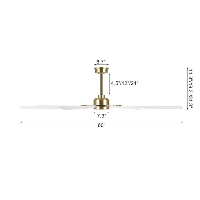 MLiAN 60/72 inch 8 Blades Indoor LED Ceiling Fan with Remote control