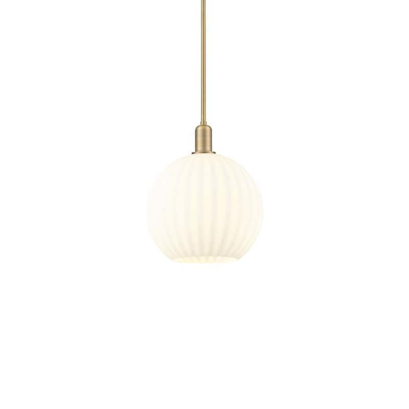 Innovations Lighting 716-1S-15-12 White Venetian Pendant White - Brushed Brass / White Venetian