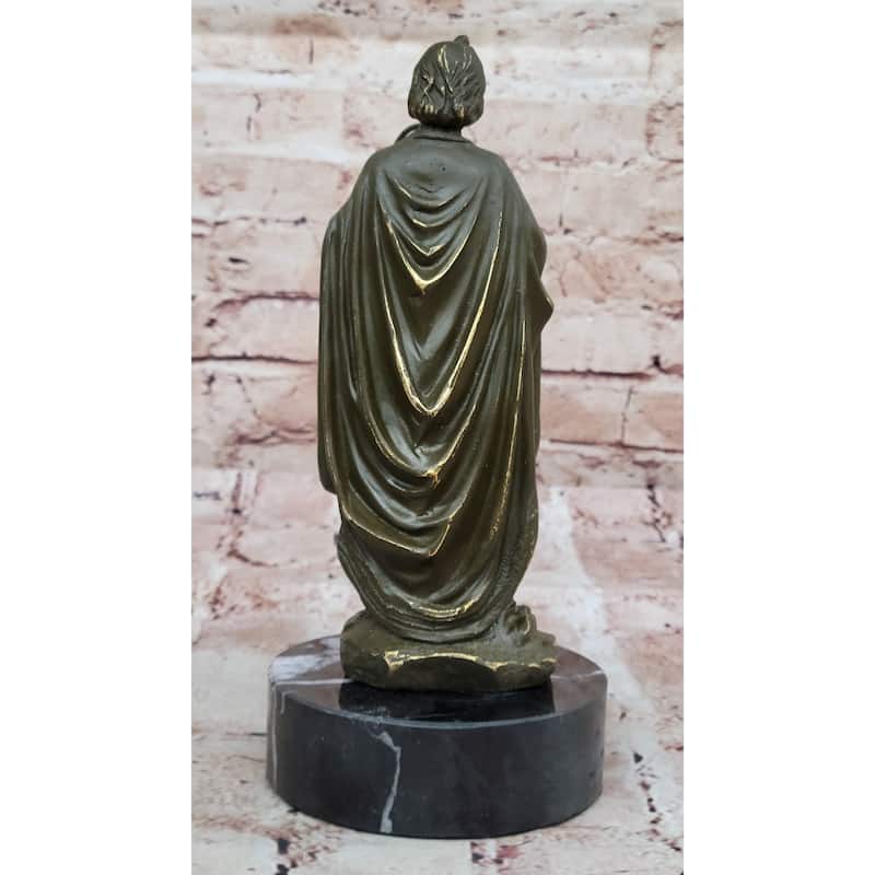Bronze Saint Jude Sculpture Holding Staff – Religious Art On Marble Base