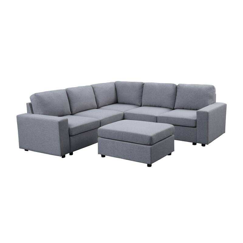 Sectional Sofa with Ottoman - Light Gray