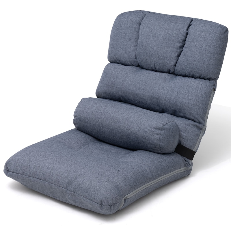 Living Room Accent Chair Adjustable Floor Chair Folding Upholstery Recliner for Meditation or Game - See Picture - Blue