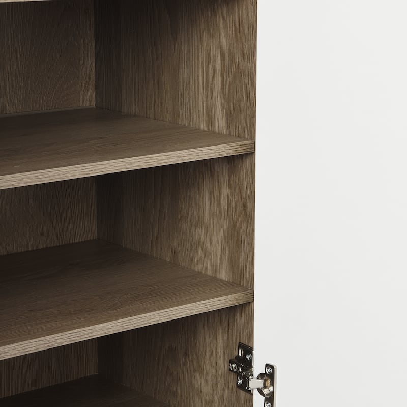 2-in-1 Shoe Cabinet with Padded Bench, Narrow Freestanding Shoe Storage Organizer for Entryway or Hallway