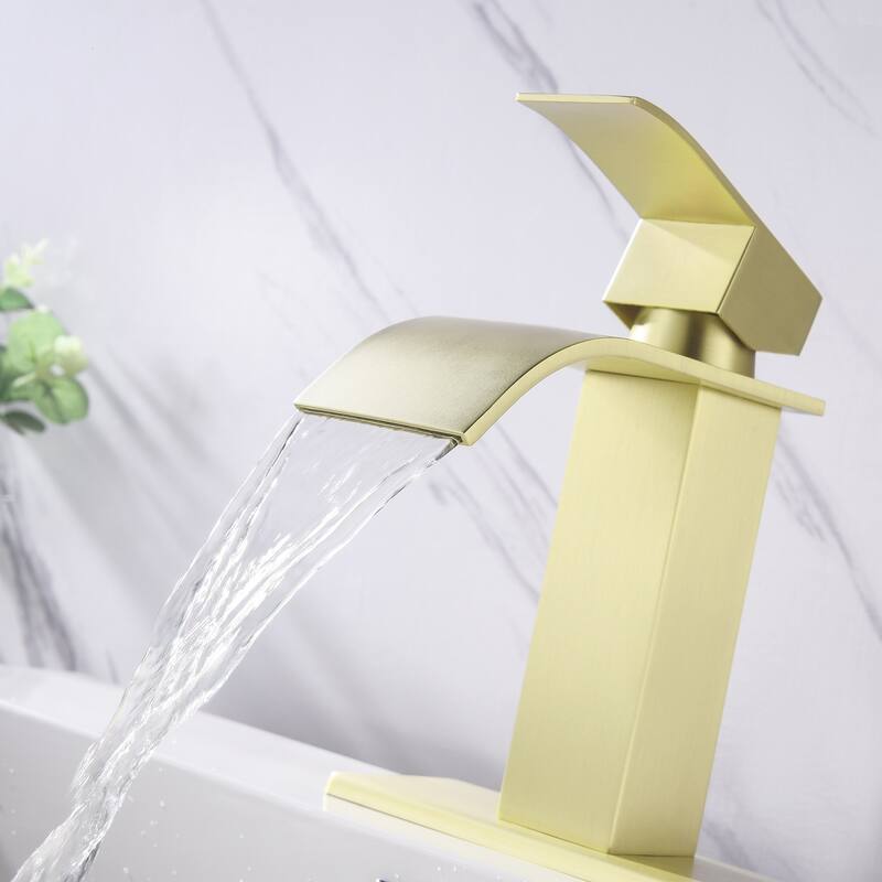Modern Single Handle Sink Vanity Bathroom Faucet with Waterfall Spout, Anti Corrosion, Anti Rust, Easy Clean
