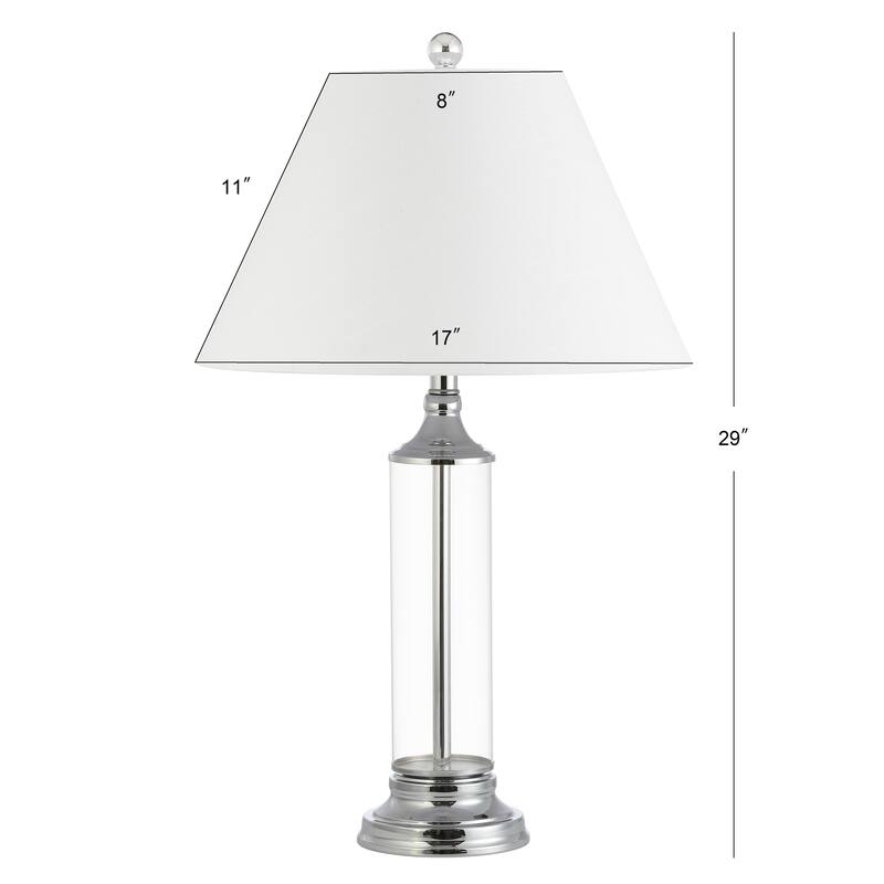 Judith 29" Glass LED Table Lamp, Clear/Chrome (Set of 2) by JONATHAN Y