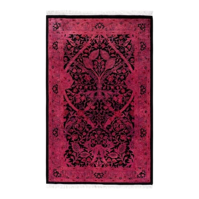 Overton Hand Knotted Wool Vintage Inspired Modern Contemporary Overdyed Pink Area Rug - 2' 8" x 4' 3"
