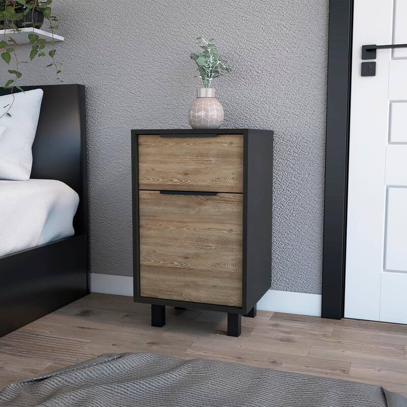 Nightstand with 1 Drawer and Single Door Cabinet