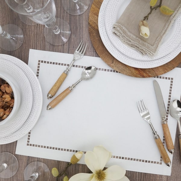 Table Placemats With Laser Cut Hemstitch Design Set Of 4 Overstock