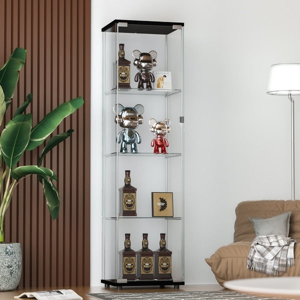 4-Shelf Glass Display Cabinet for Collectibles,Curio Display