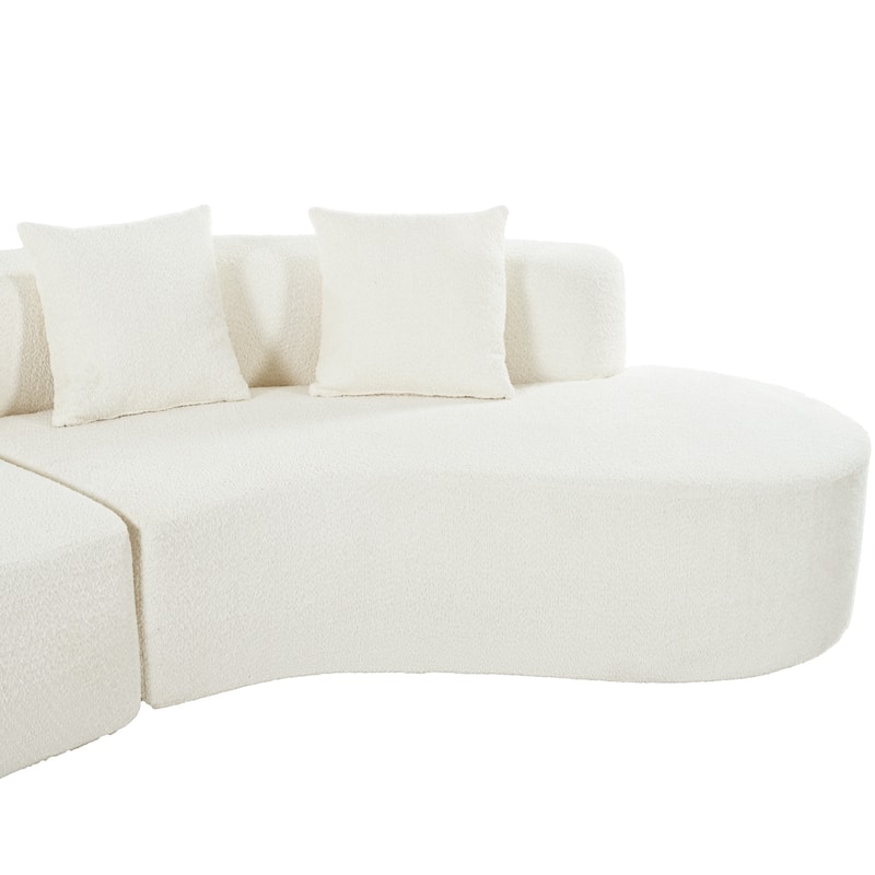 Curved Design Chenille Sectional Sofa, Modern Modular Couch with 4 Pillows, Plush Sponge and Spring Cushion, Sponge Sofa