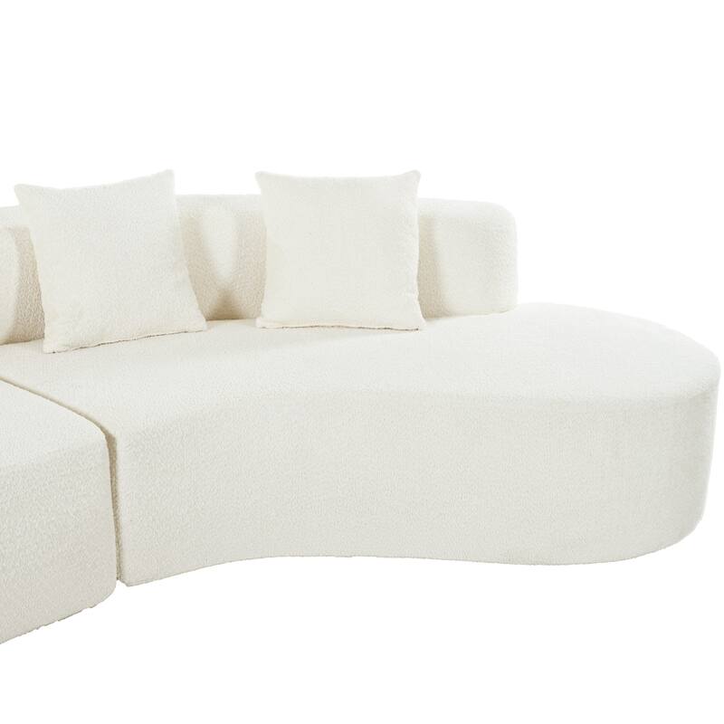 Curved Sectional Sofa, 2 Piece Chenille Modular Couch with 4 Pillows