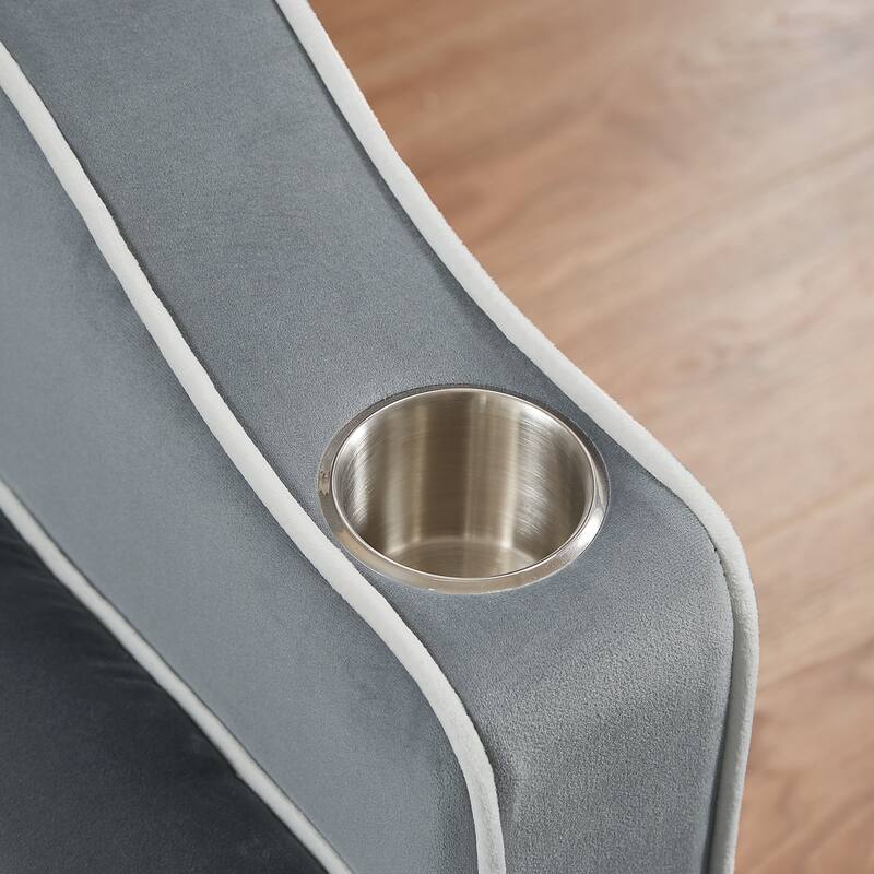 Modern Sofa Velvet Pull-out Bed, Adjustable Back and with USB port