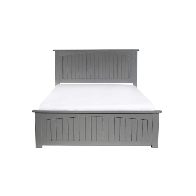 Queen Platform Bed - Solid Wood Frame, Grooved Headboard, USB Charger, No Box Spring Needed