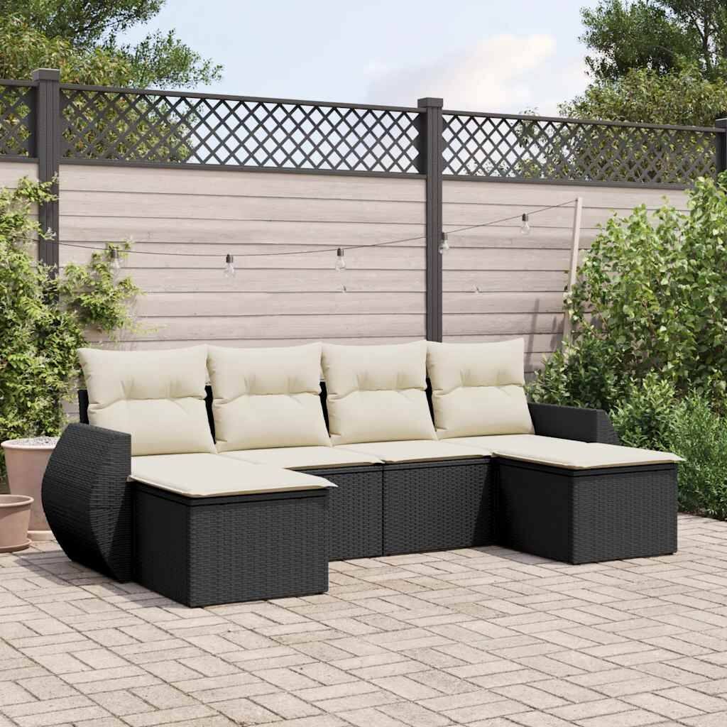 vidaXL Garden Sofa Set Black - 21.7 x 21.7 x 14.6