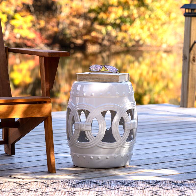 Lucky Coins 16" Chinese Ceramic Drum Garden Stool
