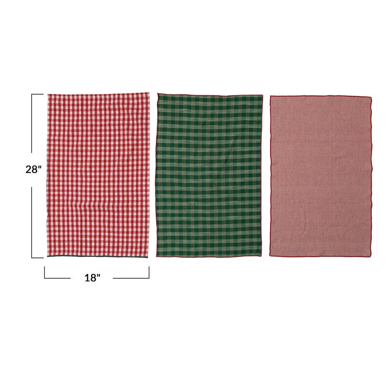 Woven Cotton Tea Towels, Set of 3