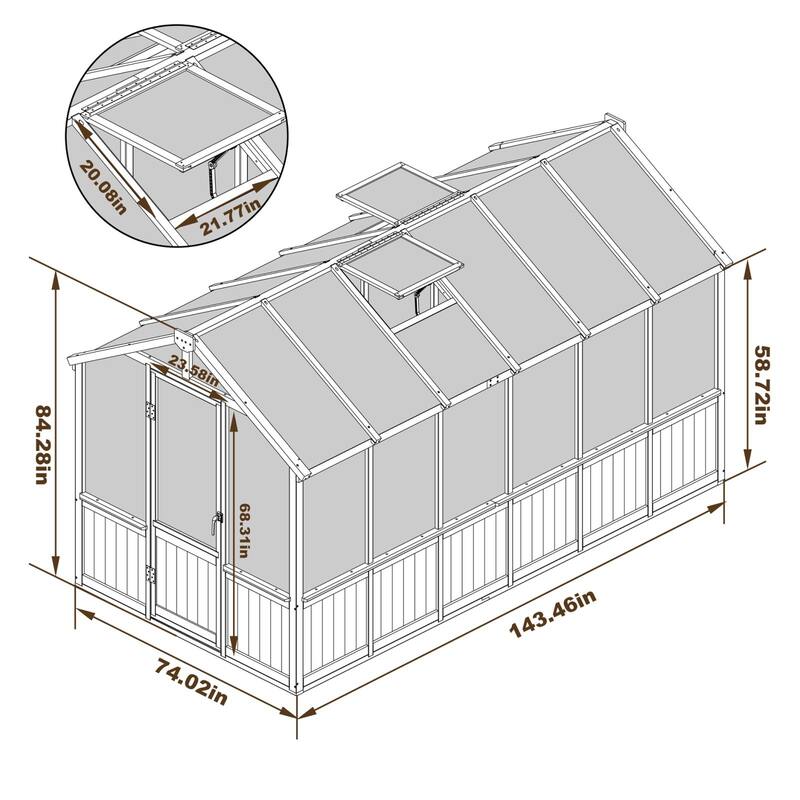 VEIKOUS Walk-in Wooden Greenhouse for Outside, Garden and Backyard, Black Greenhouse