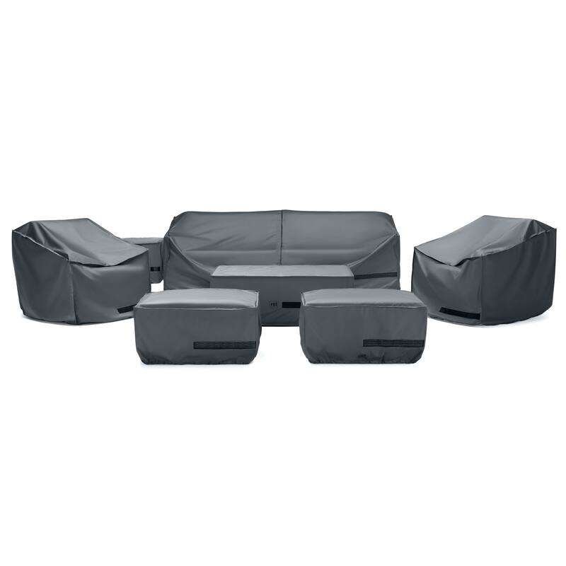 Deco 8 Piece Polyester Outdoor Patio Sofa & Club Chair Furniture Cover Set - 100" W x 30" H x 33" D