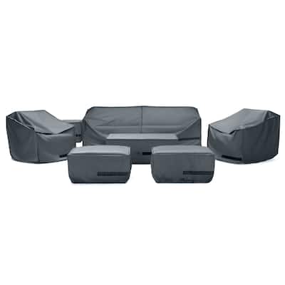 Deco 8 Piece Polyester Outdoor Patio Sofa & Club Chair Furniture Cover Set - 100" W x 30" H x 33" D