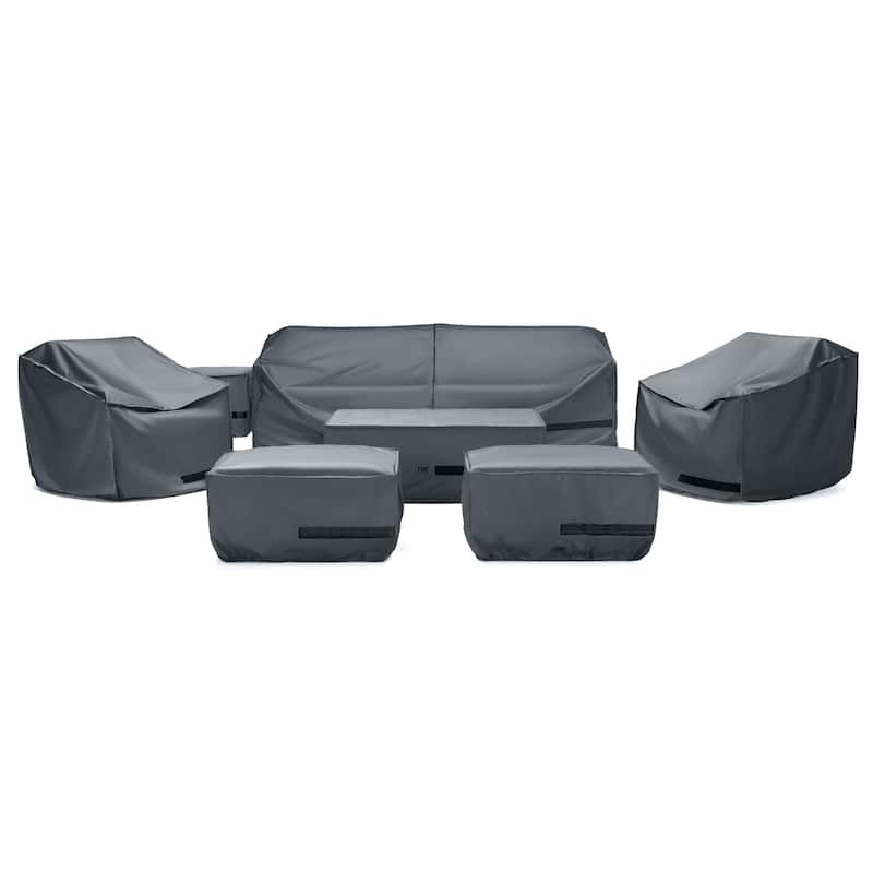 Kooper 8 Piece Polyester Outdoor Patio Club Seating Deluxe Furniture Covers - Grey - 100" W x 30" H x 33" D