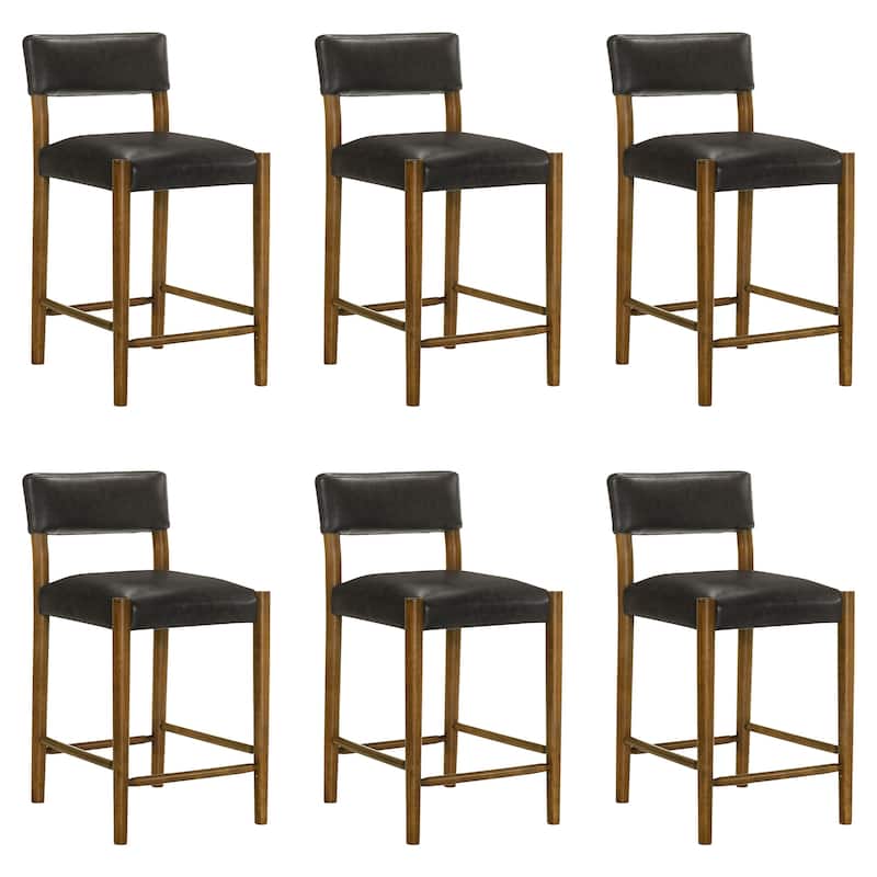 Bennet Faux Leather Upholstered Counter Stool with Solid Wood Legs Set of 2/4/6 - Set of 6