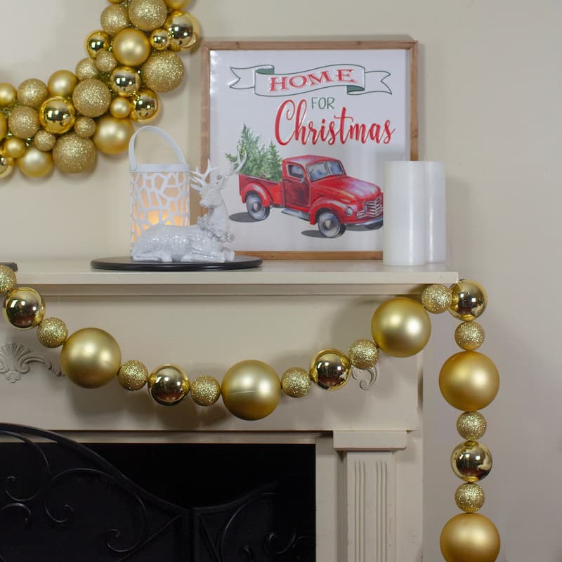 6' vegas gold 3 finish shatterproof ball christmas garland