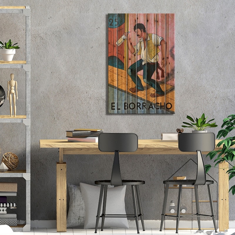El Borracho Print On Wood by Holly Wood - Multi-Color