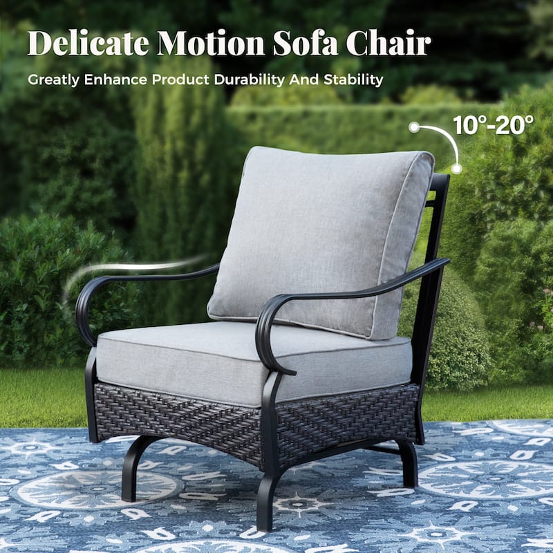 MAISON ARTS 4-Piece Rattan Wicker Patio Furniture Set with Swivel Chairs, Metal Frame & Coffee Table for Outdoor Spaces