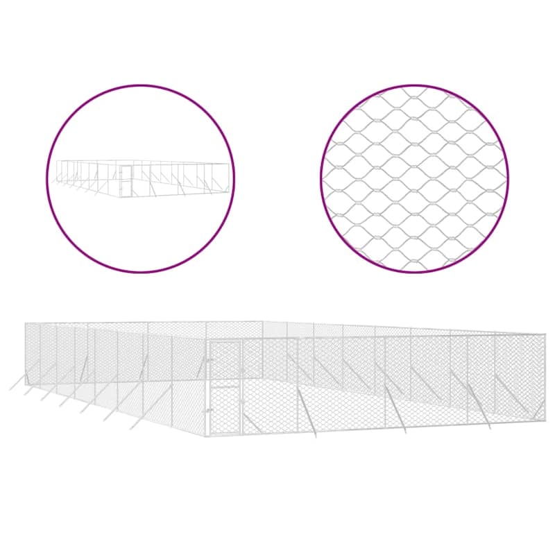 vidaXL Outdoor Dog Kennel Silver Multi-Size Galvanized Steel