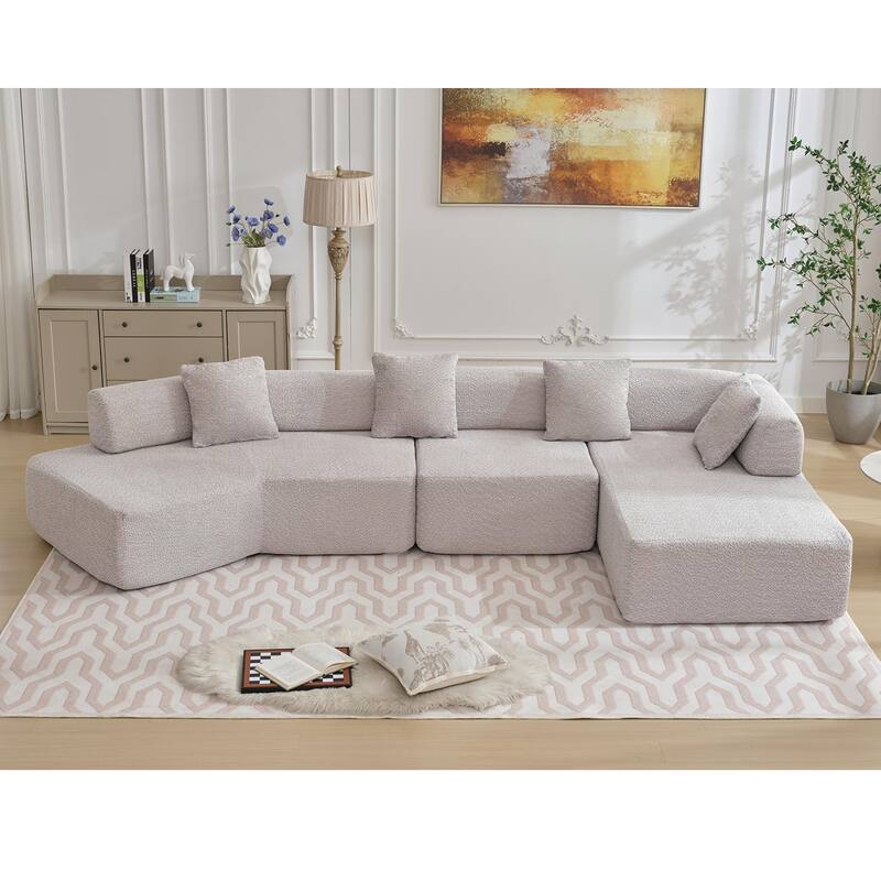 Modern Minimalist 140" L-Shape Couch