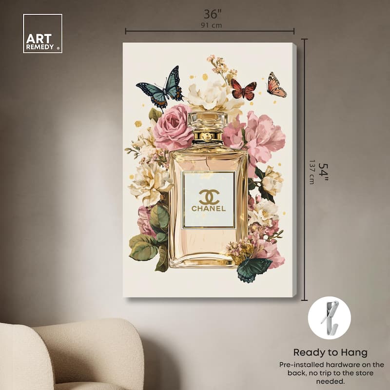 Glam Bloom Butterfly Perfume Canvas by Art Remedy, Gallery Wrapped