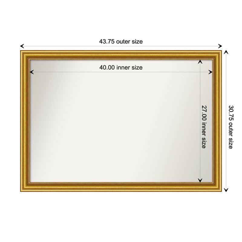 Townhouse Gold Framed Non-Beveled Custom Wall Mirror, Bathroom Vanity Mirror - Outer Size: 43.75 x 30.75