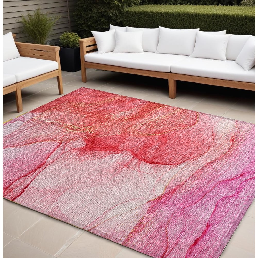 Gaz Unique Abstract Weather Resistant Classic Meets Modern Outdoor Rug