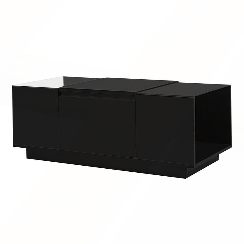 Modern Center Table with High-Gloss Finish and Glass Tabletop