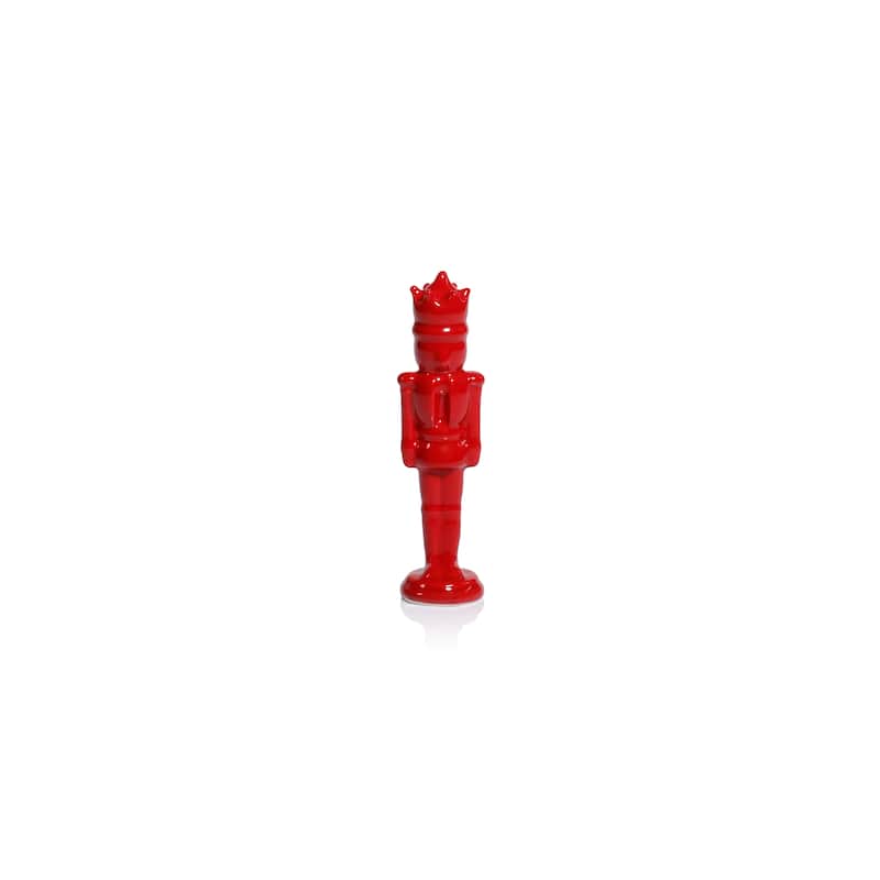 Hartwin Ceramic Red Nutcracker Figurines, Set of 4, Holiday Tabletop Décor