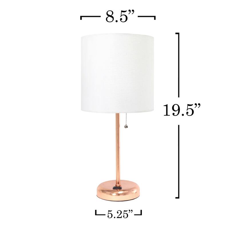Stick Table Lamps with Drum Shade - 19.5" - Rose Gold and White