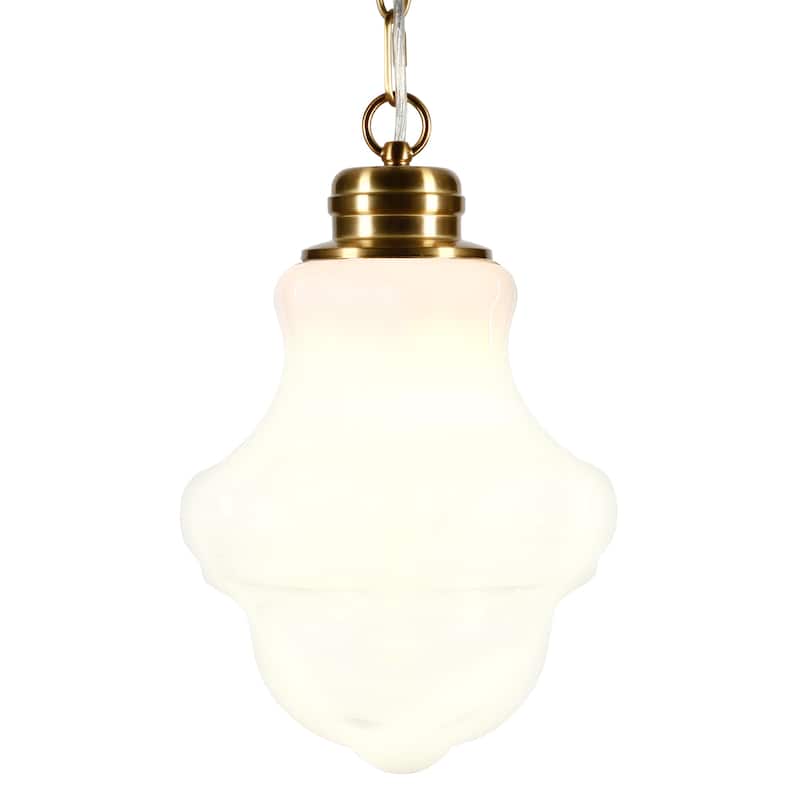 Annie Brass and White Milk Glass Pendant - Brass/Milk Glass