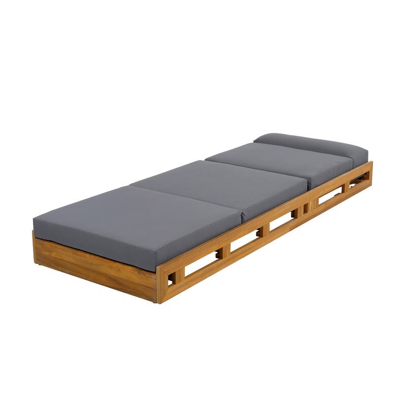 Christopher Knight Home- Theodoric Patio Acacia Wood Chaise Lounge Set