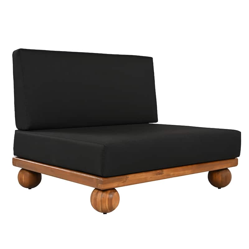 Scott Living Dulcie 4 Piece Outdoor Acacia Wood L Shape Setional Sofa with Removable Cushions