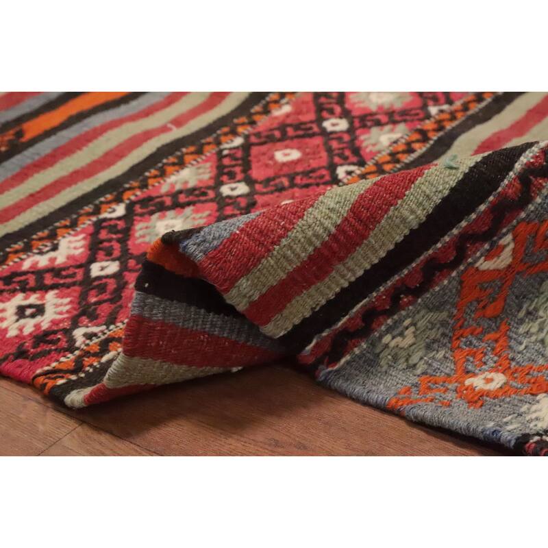 Hand Woven Oriental 100% Wool Carpet Southwestern Tribal Multi-Colored Kilim Area Rug - 8' 2'' X 5' 3''