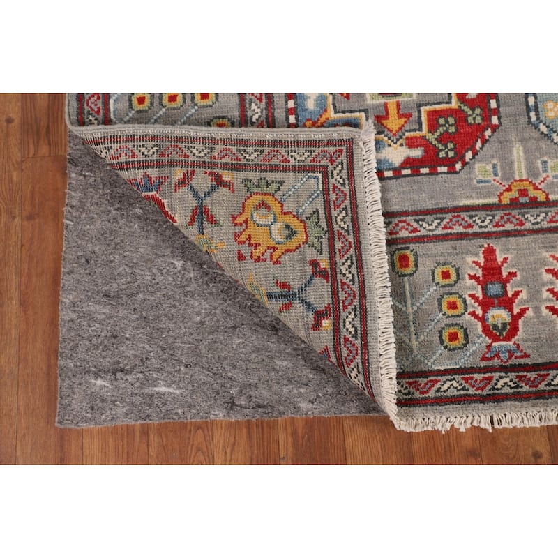 All-Over Gray Kazak Oriental Area Rug Handmade Bedroom Wool Carpet - 6'5" x 9'10"