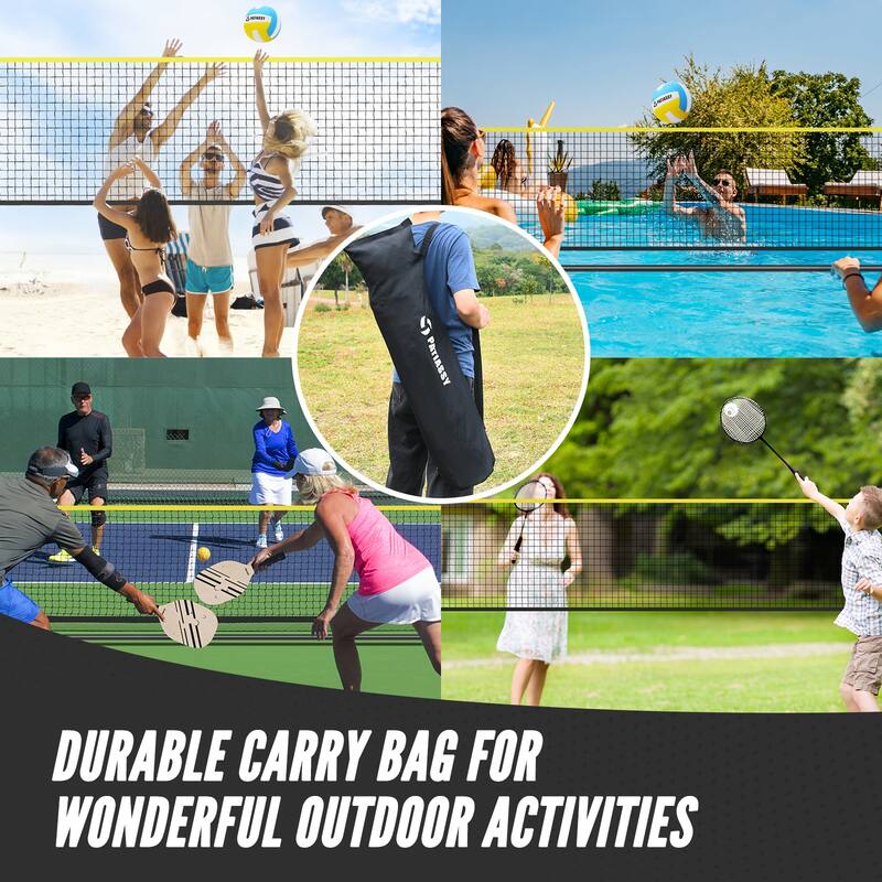 Patiassy 17 ft Portable Height Adjustable Badminton Pickleball Volleyball Net Set